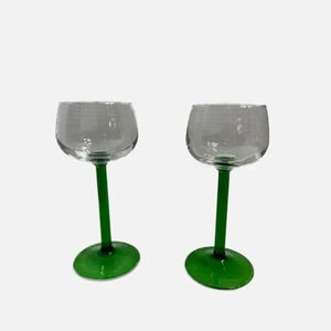Luminarc Vintage Emerald Green Tall‎ Stem Wine Glasses France Set Of 2